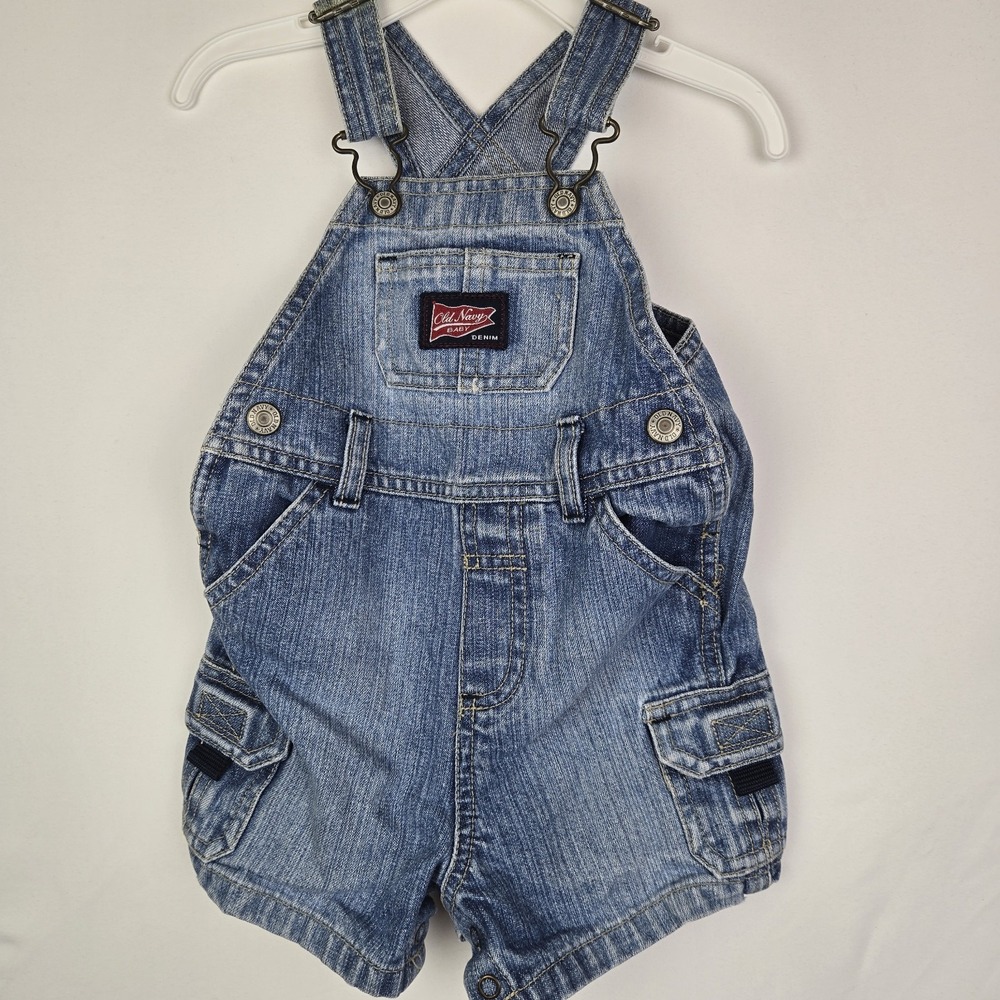 Old Navy Denim Overalls Kids 6-12 Months Vintage Shortalls Bib Workwear